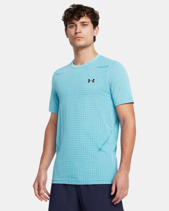 Męska koszulka z krótkim rękawem UA Seamless Grid, Blue, pdpMainDesktop image number 0